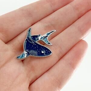 Blue Glitter Shark Soft Enamel Pin